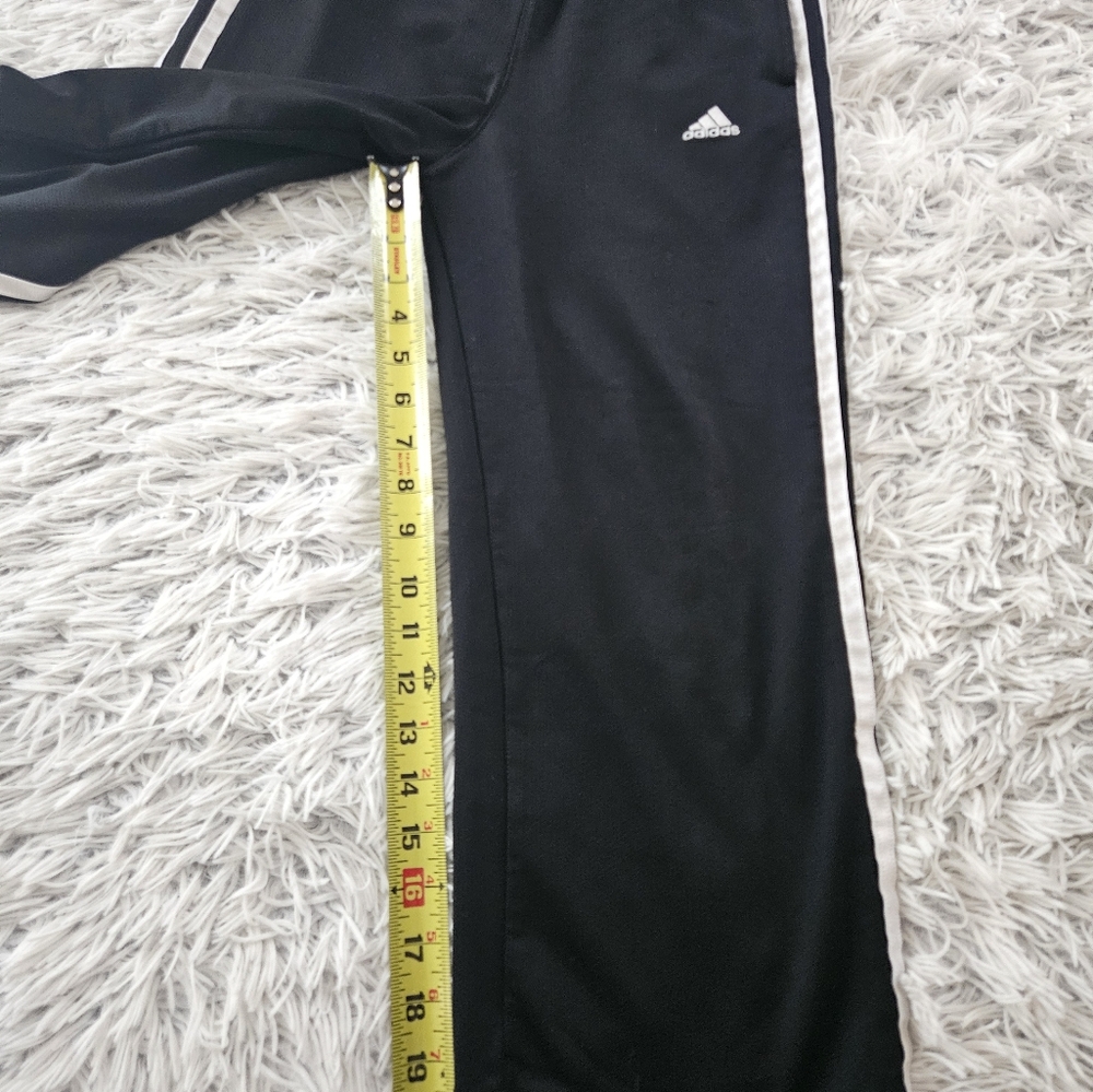 Vintage Adidas Kids Black Track Pants Boys Unisex Small Wide Leg Drawstring - Picture 10 of 12
